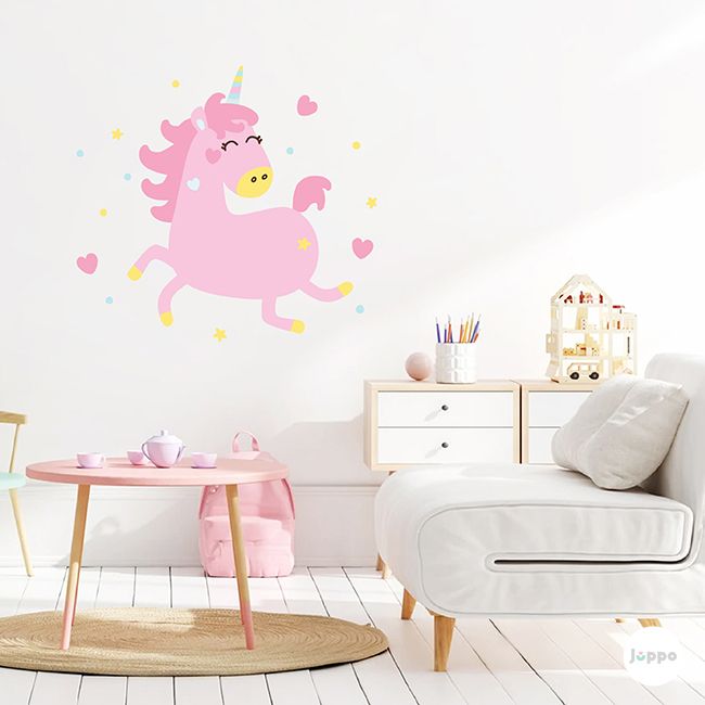 Uçan Pembe Unicorn Duvar Sticker