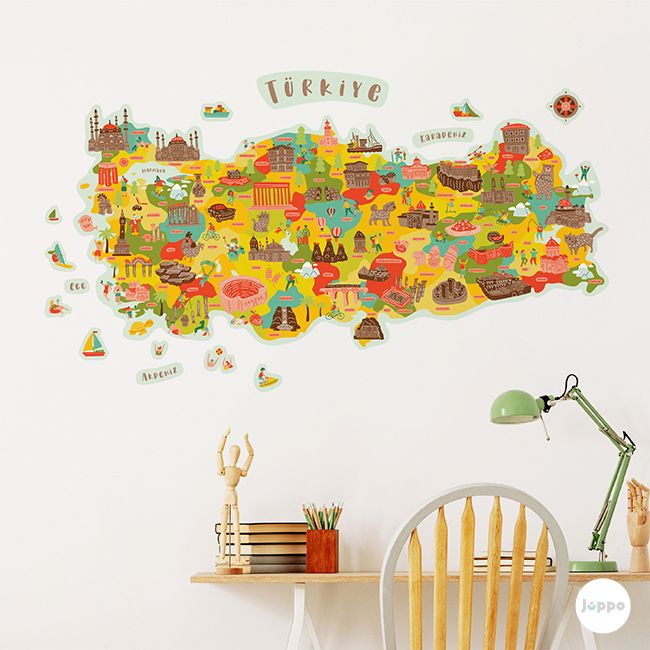 Türkiye İller Haritası Duvar Sticker - Renkli