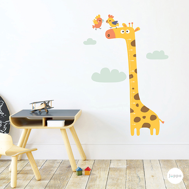 Zürafa ve Papağanlar Sticker Boy Cetveli